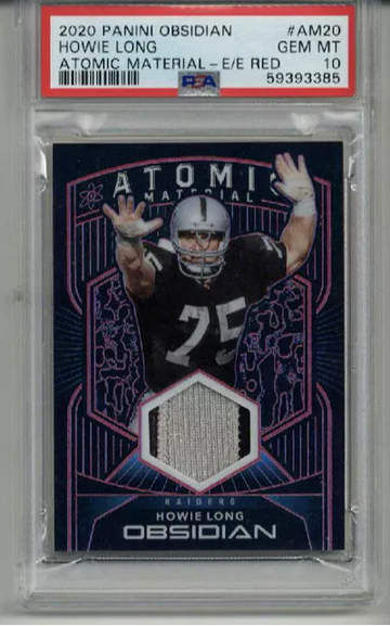 2020 PANINI OBSIDIAN ATOMIC MATERIAL E/E RED HOWIE LONG /10 RAIDERS PSA 10