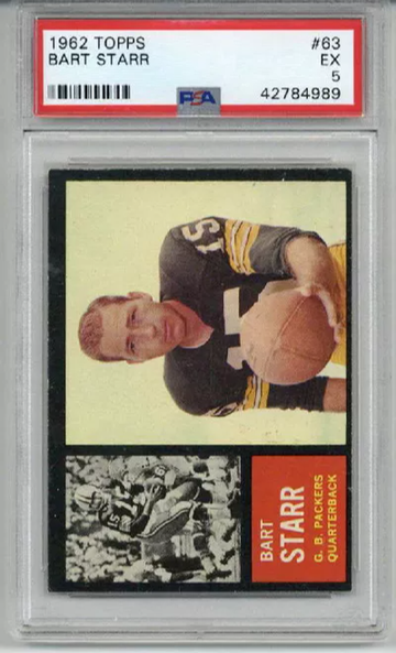 1962 TOPPS #63 BART STARR CARD GREEN BAY PACKERS PSA 5 WELL CENTERED BEAUTY