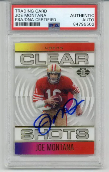 JOE MONTANA SIGNED AUTO 2021 PANINI ILLUSION CLEAR SHOTS #SC-12 49ERS PSA/DNA