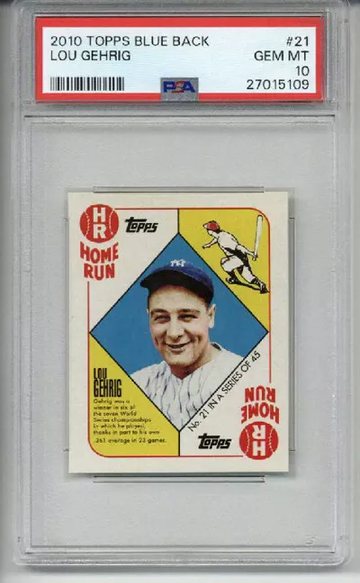 2010 TOPPS BLUE BACK #21 LOU GEHRIG CARD NEW YORK YANKEES PSA 10 LOW POP