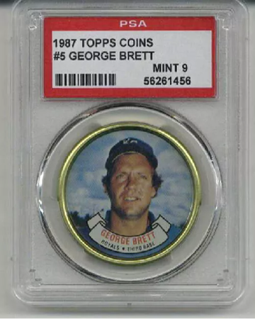 1987 TOPPS COINS #5 GEORGE BRETT COIN KANSAS CITY ROYALS PSA 9 LOW POP RARE