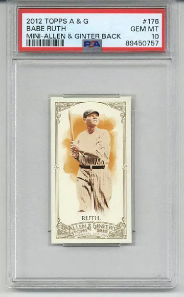 2012 TOPPS ALLEN & GINTER MINI A&G BACK #176 BABE RUTH YANKEES PSA 10 LOW POP