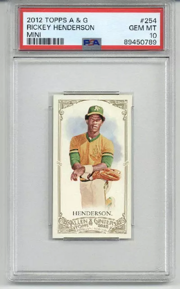 2012 TOPPS ALLEN & GINTER MINI #254 RICKEY HENDERSON OAKLAND A'S PSA 10