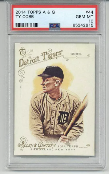 2014 TOPPS ALLEN & GINTER #44 CARD TY COBB DETROIT TIGERS PSA 10 LOW POP