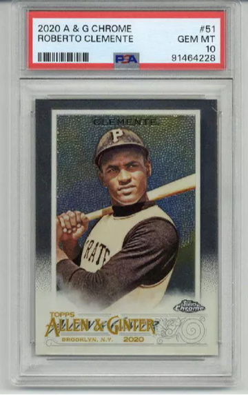 2020 TOPPS ALLEN & GINTER CHROME #51 ROBERTO CLEMENTE CARD PIRATES PSA 10