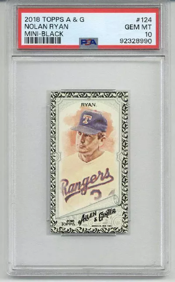 2018 TOPPS ALLEN & GINTER MINI BLACK #124 NOLAN RYAN RANGERS PSA 10 LOW POP