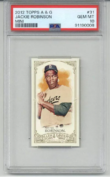 2012 TOPPS ALLEN & GINTER MINI JACKIE ROBINSON BROOKLYN DODGERS PSA 10 LOW POP