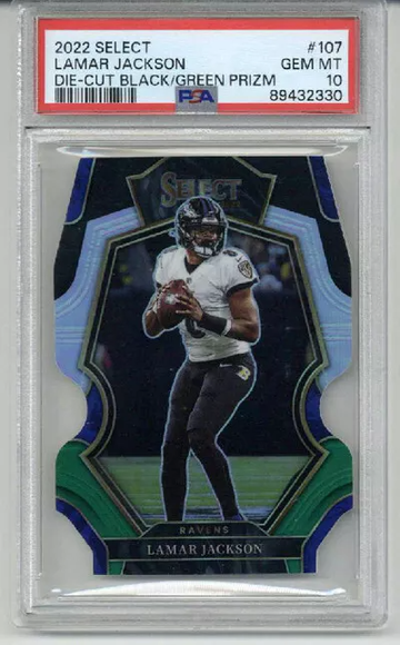 2022 PANINI SELECT DISCO PRIZM #107 LAMAR JACKSON RAVENS PSA 10 LOW POP
