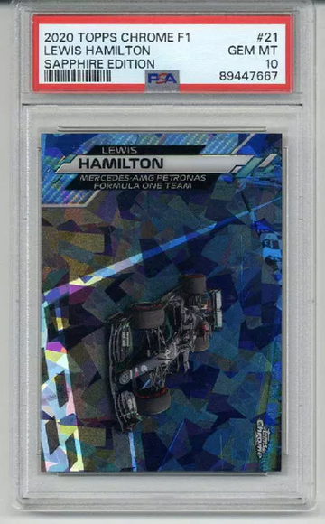 2020 TOPPS CHROME F1 SAPPHIRE EDITION #21 LEWIS HAMILTON MERCEDES-AMG PSA 10