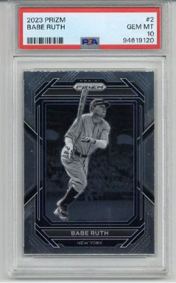2023 PANINI PRIZM #2 BABE RUTH CARD NEW YORK YANKEES PSA 10 LOW POP