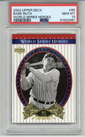 2002 UPPER DECK WORLD SERIES HEROES BABE RUTH CARD YANKEES PSA 10 LOW POP