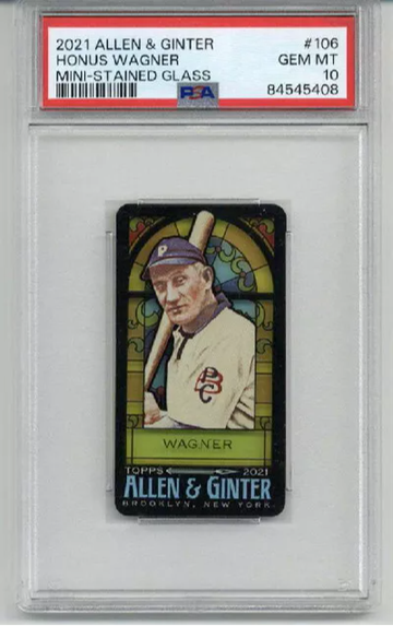2021 TOPPS ALLEN & GINTER MINI STAINED GLASS HONUS WAGNER PIRATE PSA 10