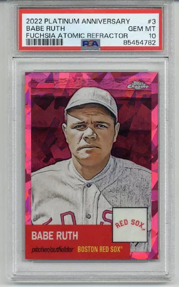 2022 TOPPS PLATINUM ANNIVER FUCHSIA ATOMIC REFRACTOR BABE RUTH /100 PSA 10