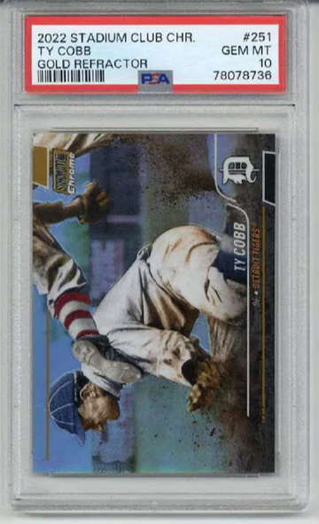 2022 TOPPS STADIUM CLUB CHROME GOLD REFRACTOR #251 TY COBB TIGERS PSA 10