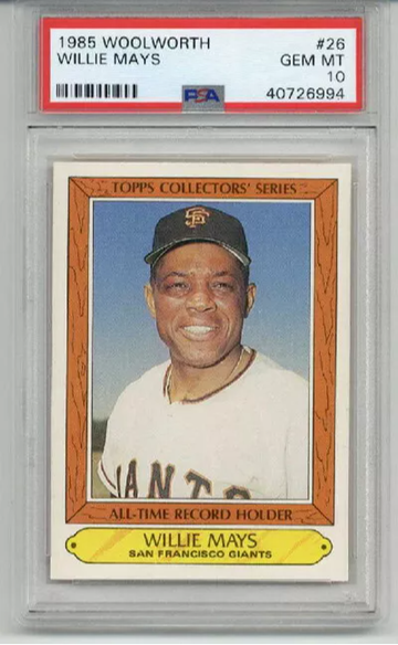1985 TOPPS WOOLWORTH #26 WILLIE MAY SAN FRANCISCO GIANTS PSA 10 LOW POP
