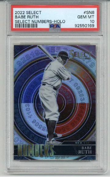 2022 PANINI SELECT SELECT NUMBERS HOLO #SN8 BABE RUTH YANKEES PSA 10 LOW POP