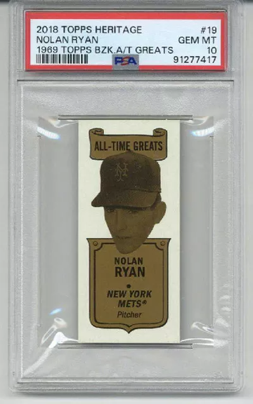 2018 TOPPS HERITAGE 1969 BAZOOKA ALL TIME GREATS NOLAN RYAN METS PSA 10
