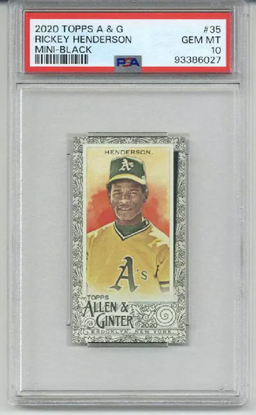 2020 TOPPS ALLEN & GINTER MINI BLACK RICKEY HENDERSON OAKLAND A'S PSA 10