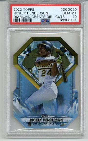 2022 TOPPS DIAMOND GREATS DIE CUTS RICKEY HENDERSON CARD A'S PSA 10 LOW POP