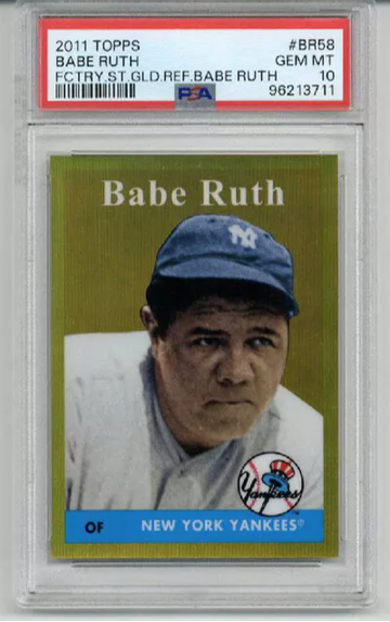 2011 TOPPS FACTORY SET GOLD REFRACTOR BABE RUTH CARD YANKEES PSA 10