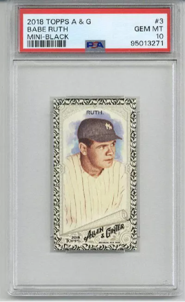 2018 TOPPS ALLEN & GINTER MINI BLACK #3 BABE RUTH YANKEES PSA 10 LOW POP