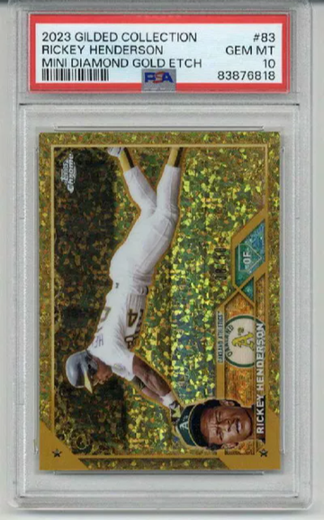 2023 TOPPS GILDED COLLECTION MINI DIAMOND GOLD ETCH RICKEY HENDERSON /50 PSA 10