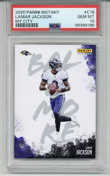 2020 PANINI INSTANT LAMAR JACKSON MY CITY /1275 BALTIMORE RAVENS PSA 10