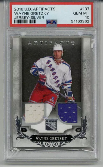 2018 UPPER DECK ARTIFACTS JERSEY RELIC SILVER WAYNE GRETZKY /99 PSA 10 LOW POP