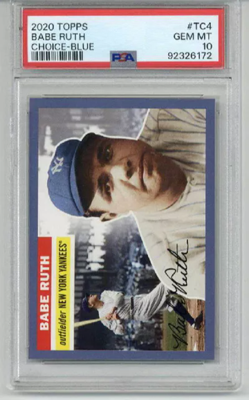 2020 TOPPS CHOICE BLUE #TC4 BABE RUTH CARD NEW YORK YANKEES PSA 10 LOW POP