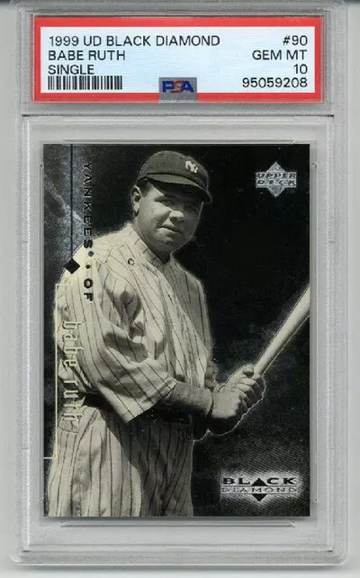 1999 UPPER DECK BLACK DIAMOND SINGLE #90 BABE RUTH CARD YANKEES PSA 10 LOW POP