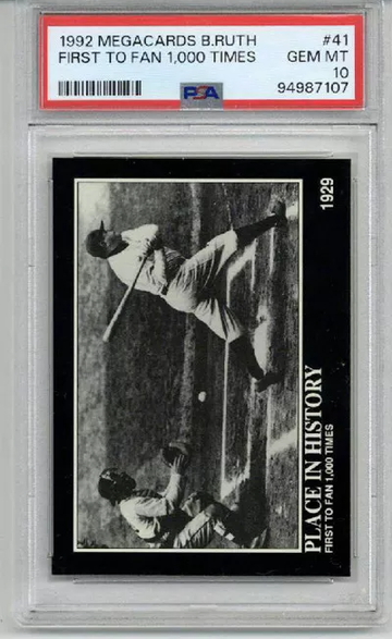 1992 MEGACARDS BABE RUTH FIRST TO FAN 1,000 TIMES YANKEES PSA 10 LOW POP