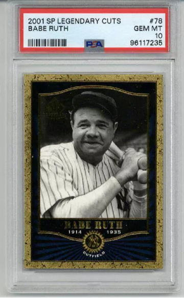 2001 UPPER DECK SP LEGENDARY CUTS BABE RUTH CARD YANKEES PSA 10 LOW POP