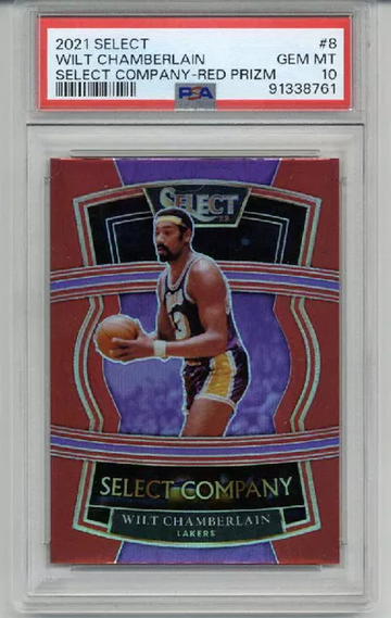 2021 PANINI SELECT SELECT COMPANY RED PRIZM WILT CHAMBERLAIN LAKERS PSA 10