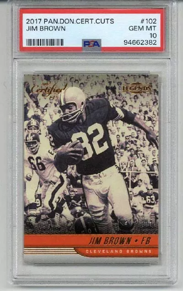 2017 PANINI DONRUSS CERTIFIED CUTS #102 JIM BROWN CARD /399 BROWNS PSA 10