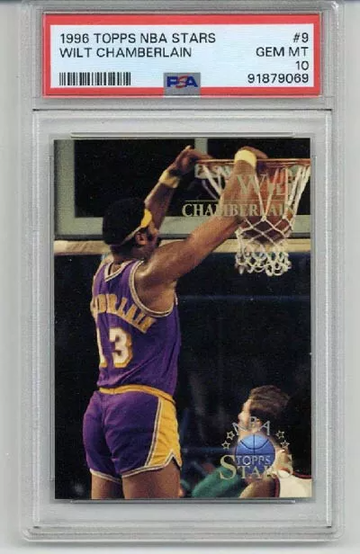 1996 TOPPS NBA STARS #9 WILT CHAMBERLAIN LAKERS PSA 10 LOW POP