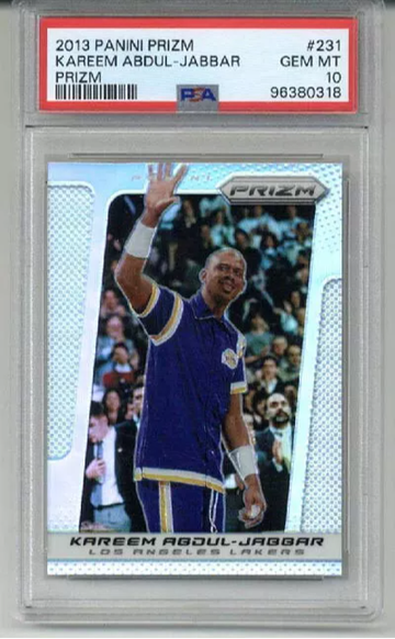 2013 PANINI PRIZM PRIZM #231 KAREEM ABDUL JABBAR LAKERS PSA 10 LOW POP
