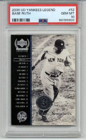  2000 UPPER DECK YANKEES LEGENDS BABE RUTH CARD YANKEES PSA 10 LOW POP 10 RARE