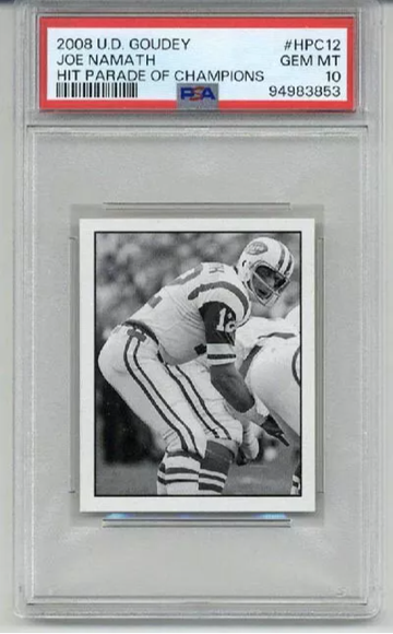 2008 UPPER DECK GOUDEY HIT PARADE OF CHAMPIONS JOE NAMATH JETS PSA 10
