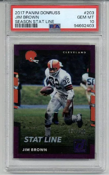 2017 PANINI DONRUSS SEASON STAT LINE #203 JIM BROWN /400 BROWNS PSA 10 LOW POP