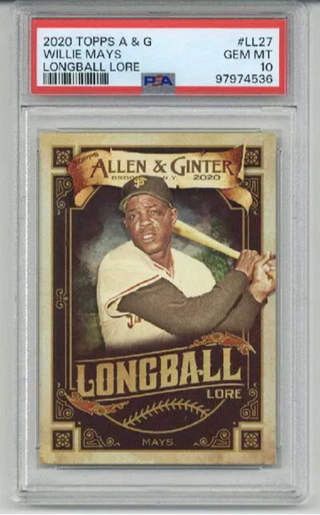 2020 TOPPS ALLEN & GINTER LONGBALL LORE WILLIE MAYS CARD GIANTS PSA 10 LOW POP
