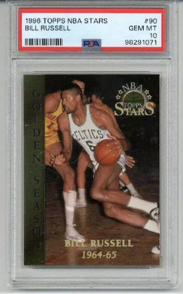 1996 TOPPS NBA STARS #90 BILL RUSSELL BOSTON CELTICS PSA 10 LOW POP