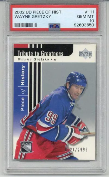 2002 UPPER DECK PIECE OF HISTORY #111 WAYNE GRETZKY CARD RANGERS PSA 10