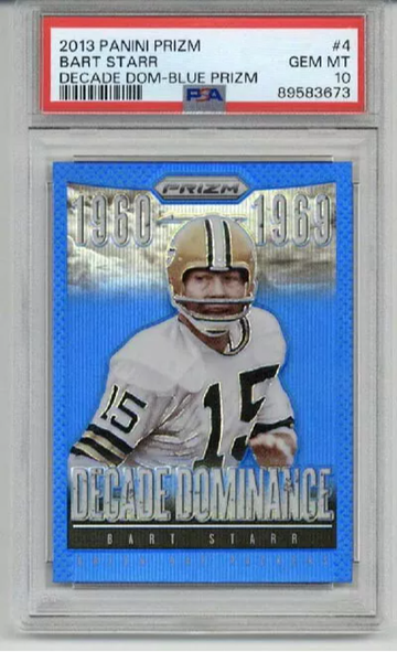 2013 PANINI PRIZM DECADE DOMINANCE BLUE PRIZM #4 BART STARR PACKERS PSA 10