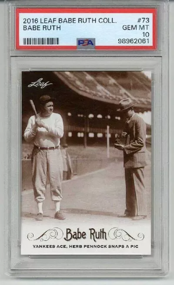 2016 LEAF BABE RUTH COLLECTION #73 BABE RUTH NEW YORK YANKEES PSA 10