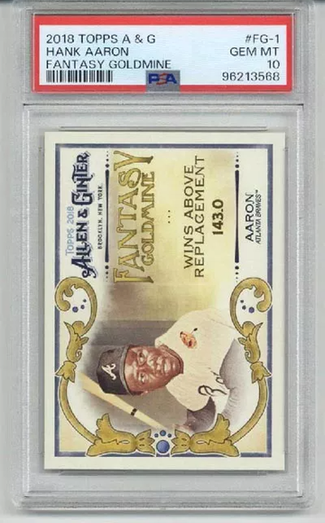 2018 TOPPS ALLEN & GINTER FANTASY GOLDMINE HANK AARON BRAVES PSA 10 LOW POP