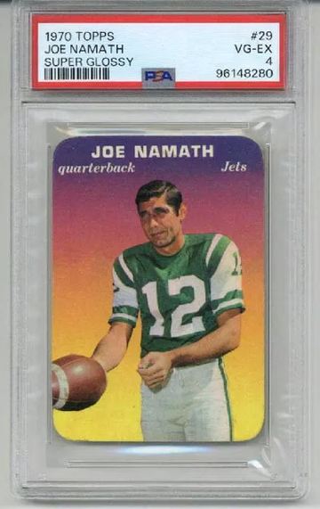 1970 TOPPS SUPER GLOSSY #29 JOE NAMATH CARD NEW YORK JETS PSA 4 RARE