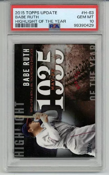 2015 TOPPS UPDATE HIGHLIGHT OF THE YEAR 1935 #H-63 BABE RUTH CARD PSA 10 LOW POP