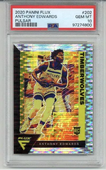 2020 PANINI FLUX PULSAR #202 ANTHONY EDWARDS ROOKIE RC CARD TIMBERWOLVES PSA 10