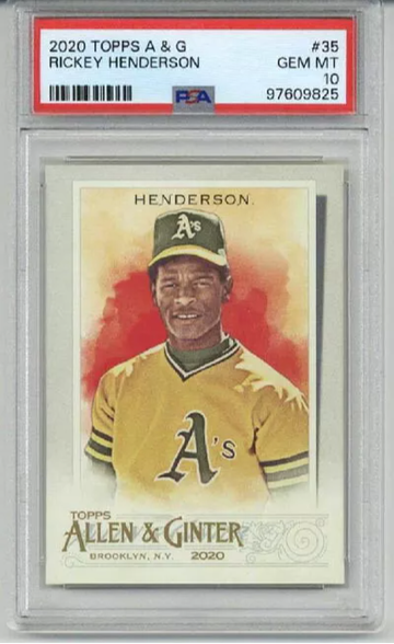 2020 TOPPS ALLEN & GINTER #35 RICKEY HENDERSON CARD OAKLAND A'S PSA 10 LOW POP