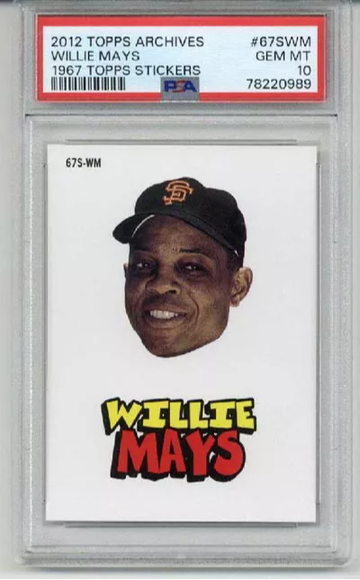 2012 TOPPS ARCHIVES 1967 TOPPS STICKERS WILLIE MAYS GIANTS PSA 10 LOW POP